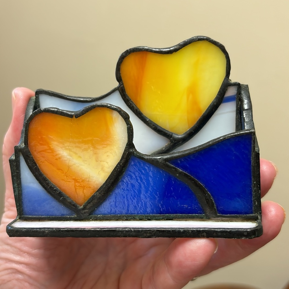 Stain Glass Double Heart Card Holder - Picture 12 of 15
